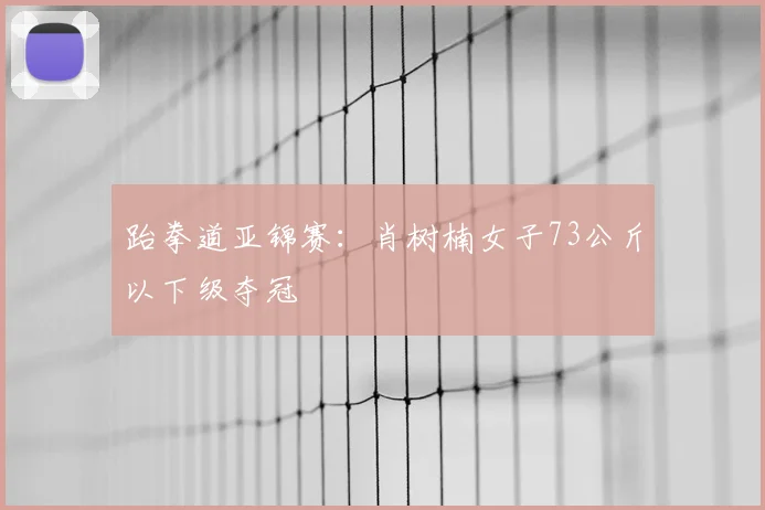 跆拳道亚锦赛：肖树楠女子73公斤以下级夺冠
